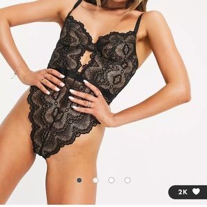 Black ASOS Rosie lace underwire lingerie bodysuit